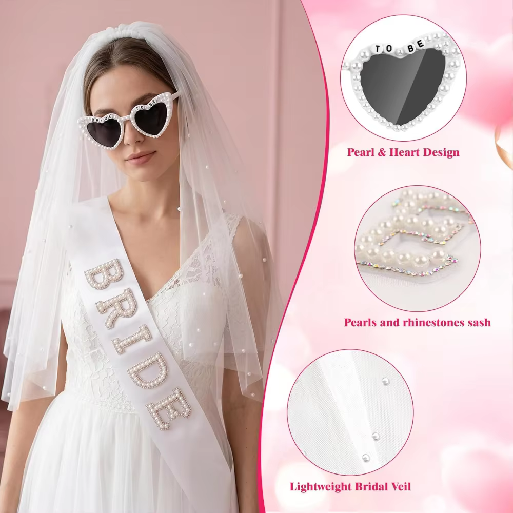 Ensemble d'accessoires pour future mariée avec voile