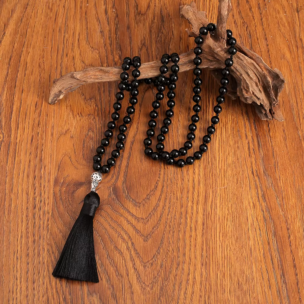 Collier de 108 perles Mala en Onyx Noir 8MM