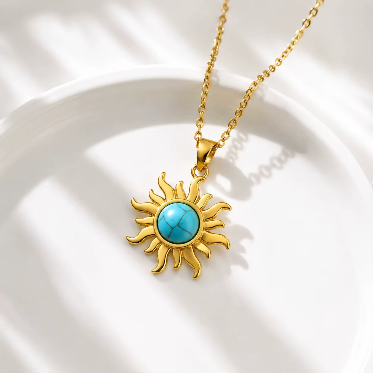Collier de luxe en acier inoxydable motif tournesol