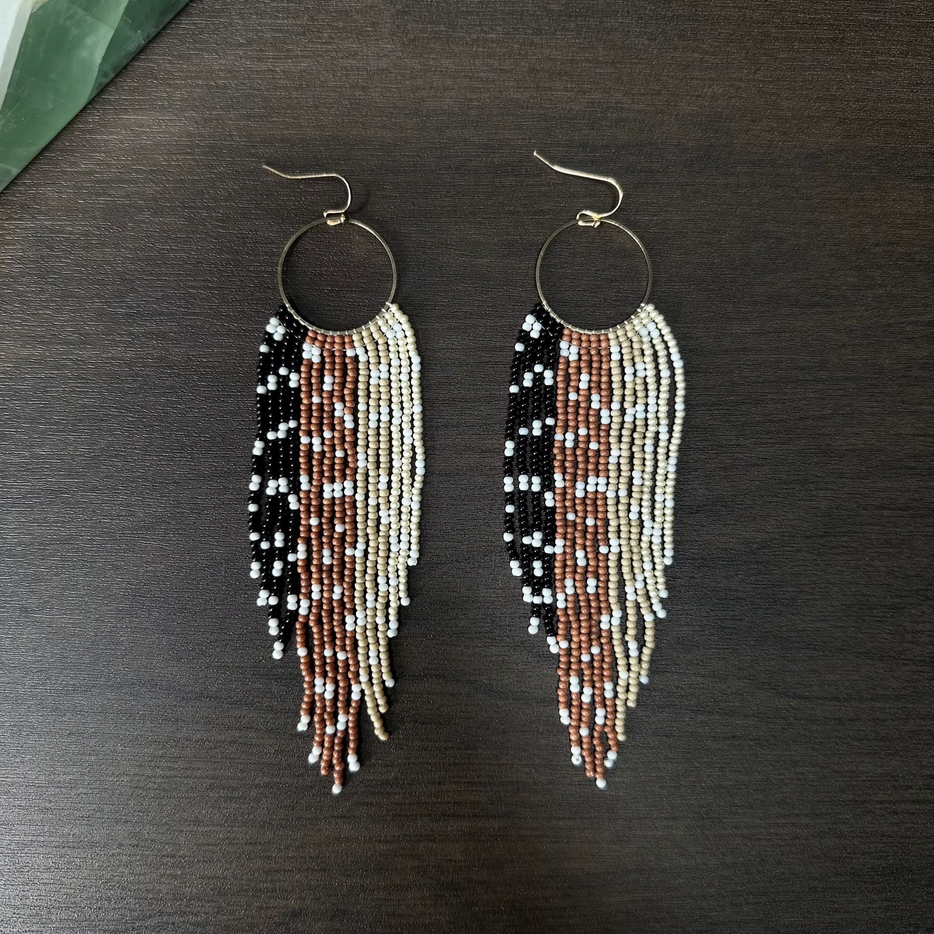 Boucles d'oreilles ethniques indiennes faites à la main avec franges perlées pour femmes