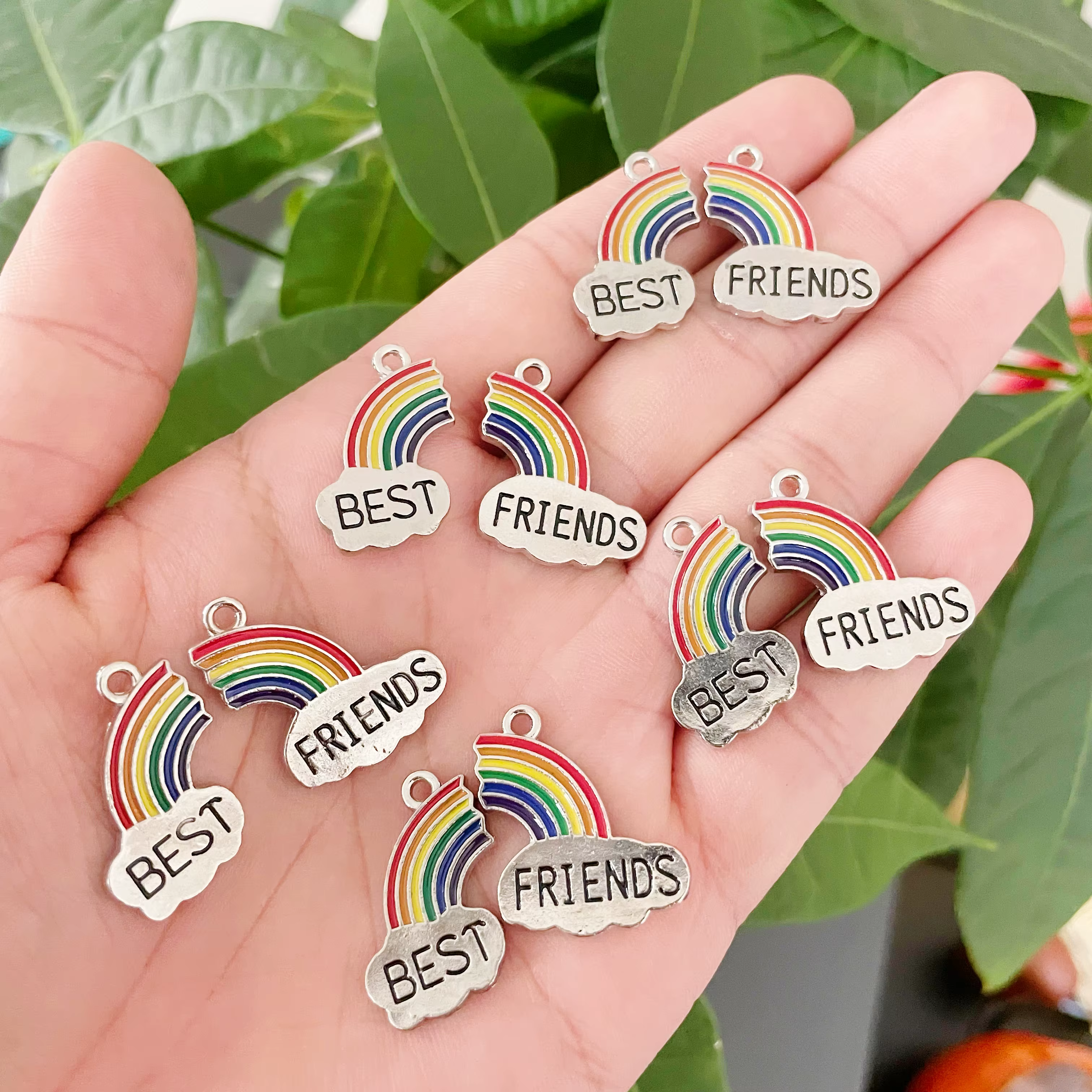 10 Pcs/Set Mode Meilleurs Amis Couple Pendentif Collier Arc-En-Ciel Coeur Brisé Choker Cadeau Amitié Bijoux En Gros