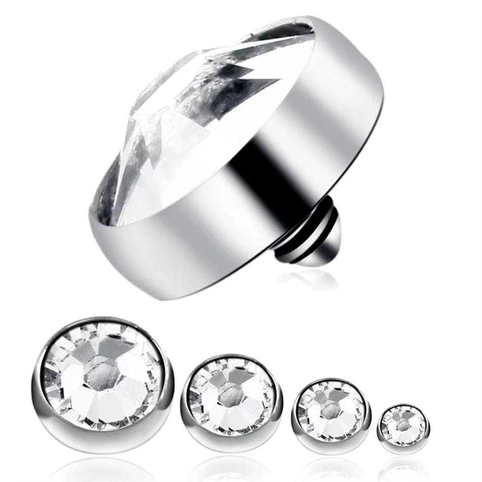 10 pièces/ensemble ASTM-F136 titane microdérmique Piercing plat CZ gemme ancre peau supérieure plongeur Surface Tragus