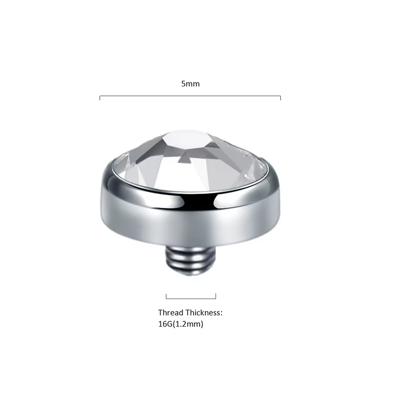 10 pièces/ensemble ASTM-F136 titane microdérmique Piercing plat CZ gemme ancre peau supérieure plongeur Surface Tragus