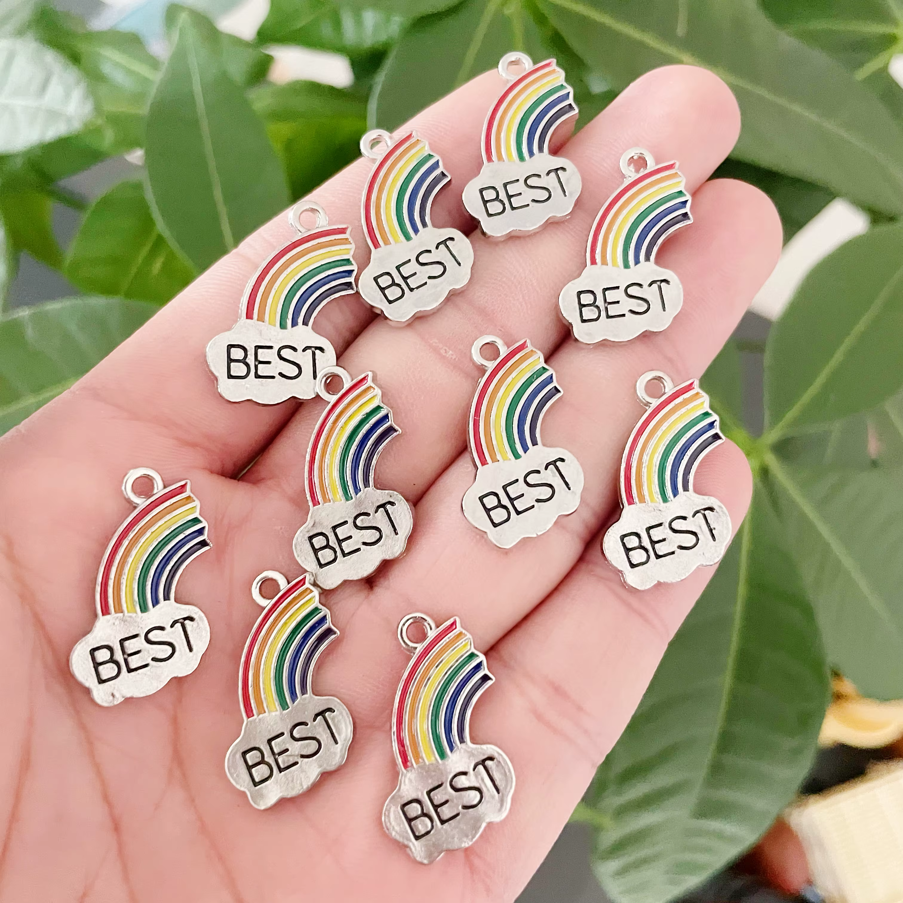 10 Pcs/Set Mode Meilleurs Amis Couple Pendentif Collier Arc-En-Ciel Coeur Brisé Choker Cadeau Amitié Bijoux En Gros
