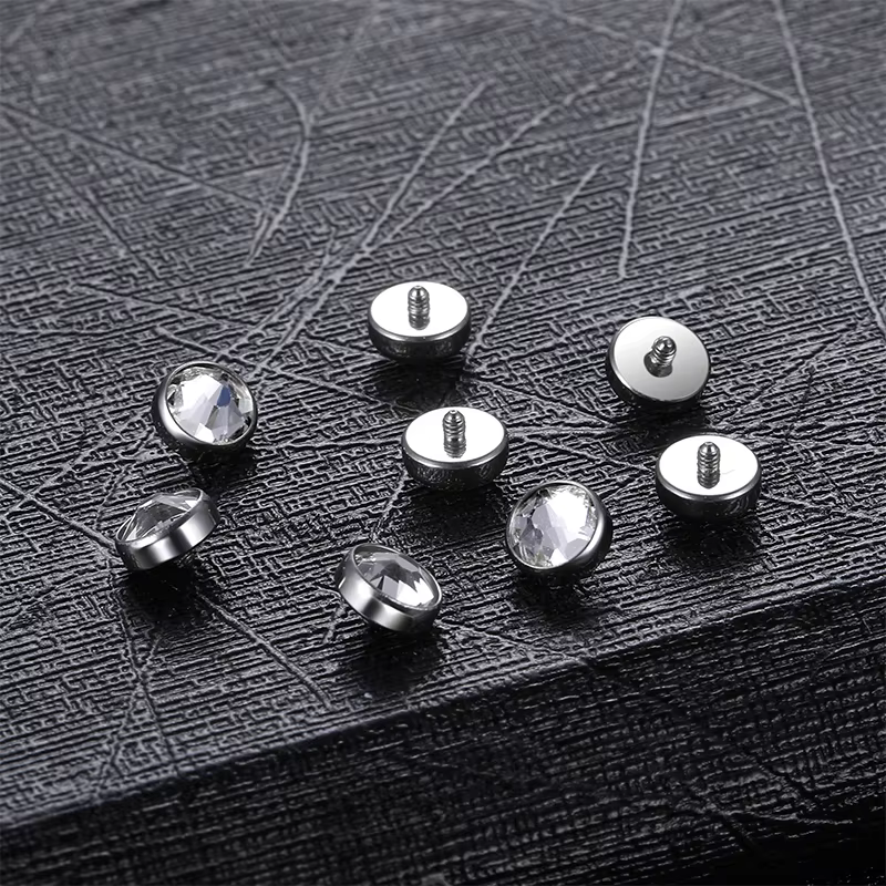 10 pièces/ensemble ASTM-F136 titane microdérmique Piercing plat CZ gemme ancre peau supérieure plongeur Surface Tragus