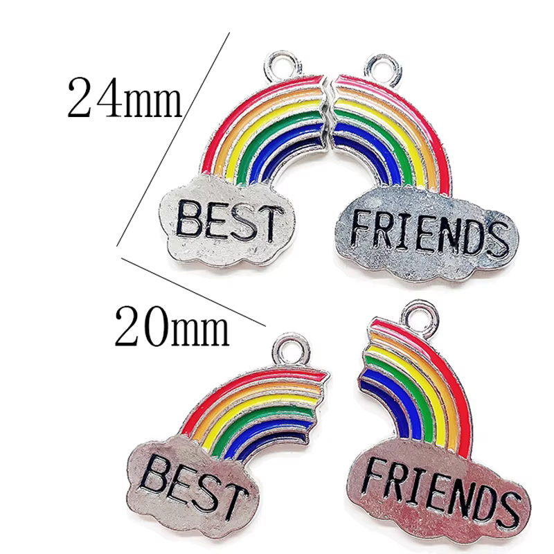 10 Pcs/Set Mode Meilleurs Amis Couple Pendentif Collier Arc-En-Ciel Coeur Brisé Choker Cadeau Amitié Bijoux En Gros