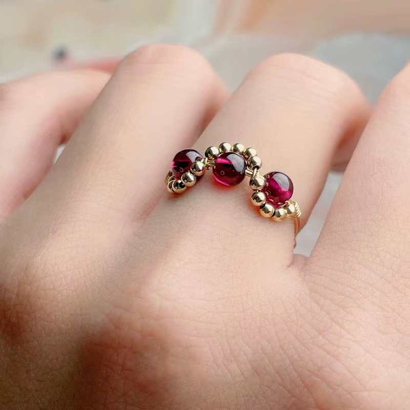Bague grenat naturel 14K or rempli de bijoux à la main