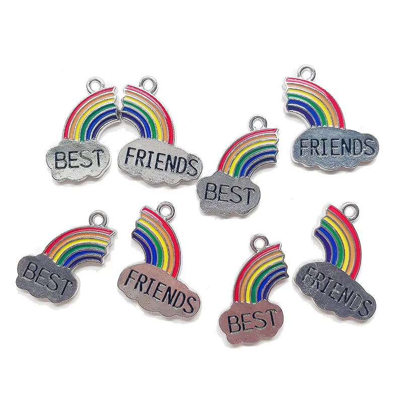 10 Pcs/Set Mode Meilleurs Amis Couple Pendentif Collier Arc-En-Ciel Coeur Brisé Choker Cadeau Amitié Bijoux En Gros