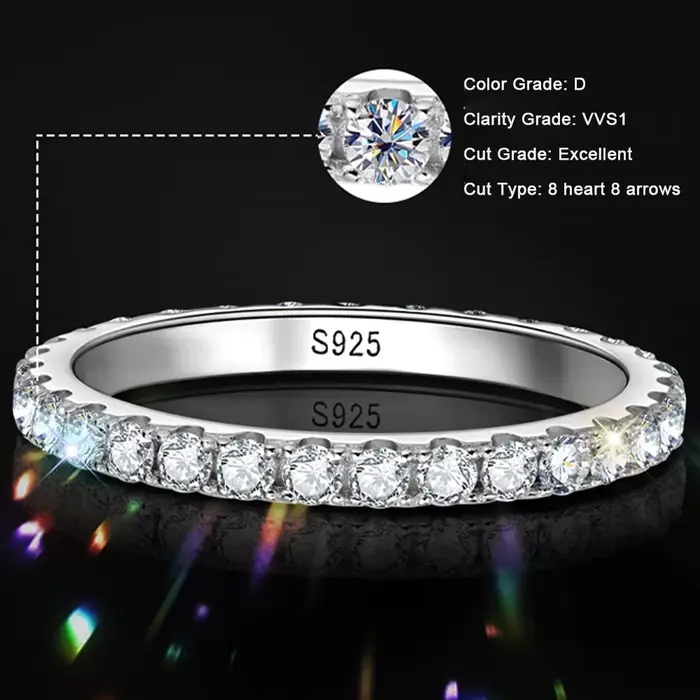KNOBSPIN-Bague Moissanite en Argent Sterling 925 et Or Blanc Massif 18k, Alliance d'Éternité, Fiança