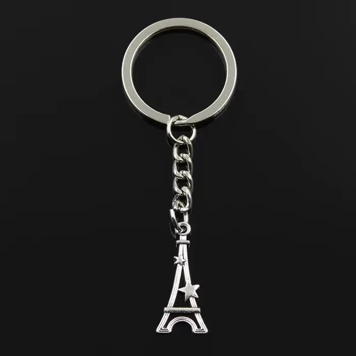 Porte-Clés de Voiture de 30x13mm pour Homme, Accessoire de Souvenir, à la Mode, Tour Eiffel, Étoile,