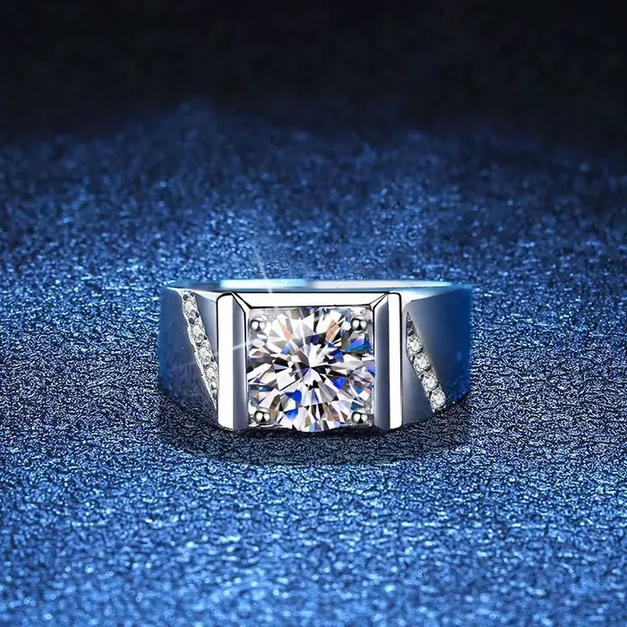 Bague de fiançailles Super Platinum PT950 1CT 6,5 mm en moissanite pour femme, idéale pour célébrer