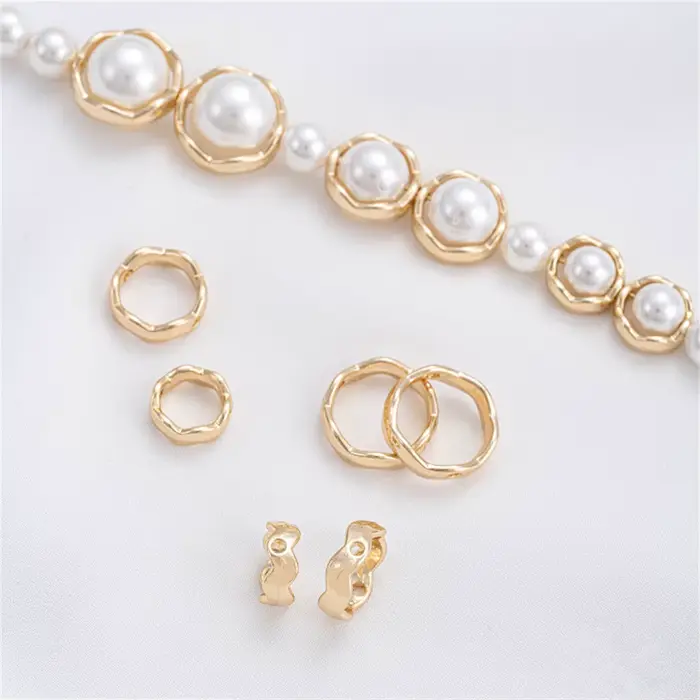 Ensemble de bagues ondulées en or 14K, anneau de perles, fait à la main, bricolage, Bracelet de perl