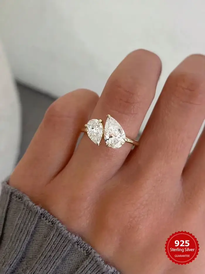 Bagues en argent Sterling 925 pour femmes, goutte d'eau scintillante, entrelacées, éblouissantes, po