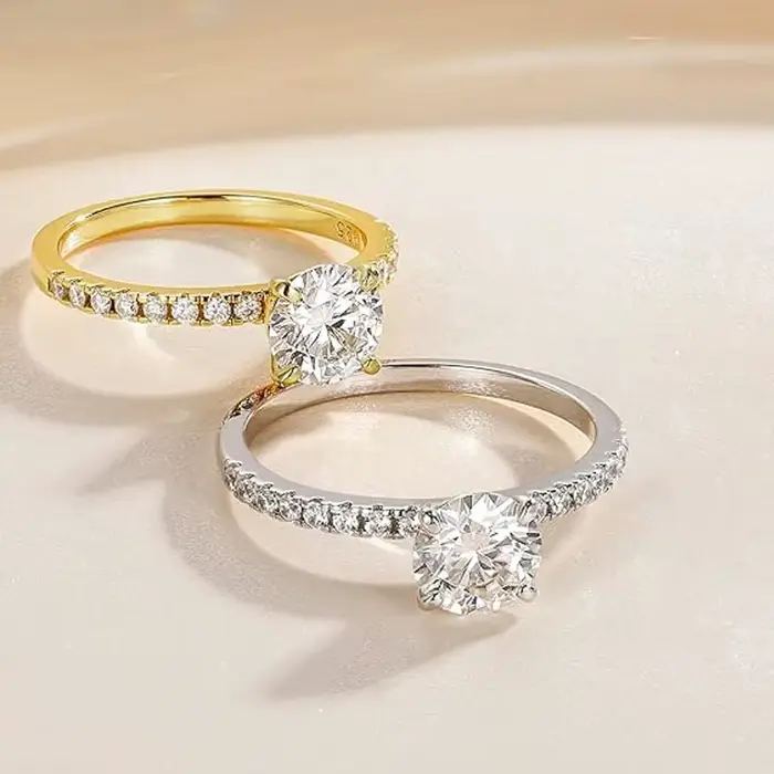Bague solitaire en Moissanite certifiée Lnngy, 8mm, 2ct, en or 14K, pour femmes, bijoux de fête de m