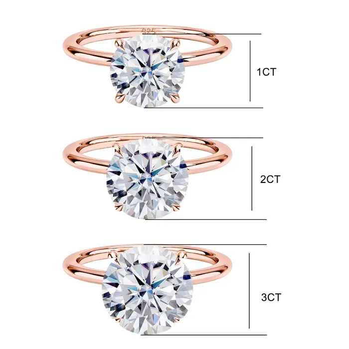 Szjinao – bague en Moissanite couleur D, 1ct, 2ct, 3ct, 5ct, en or Rose pour femmes, bijoux de fianç