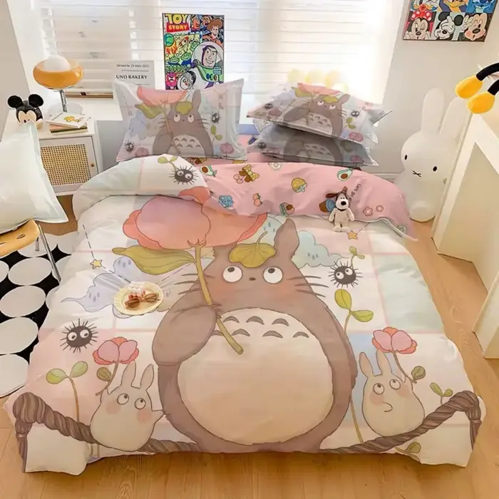Nouveau Anime Totoro ensemble de literie housse de couette ensemble de lit housse de couette taie d'