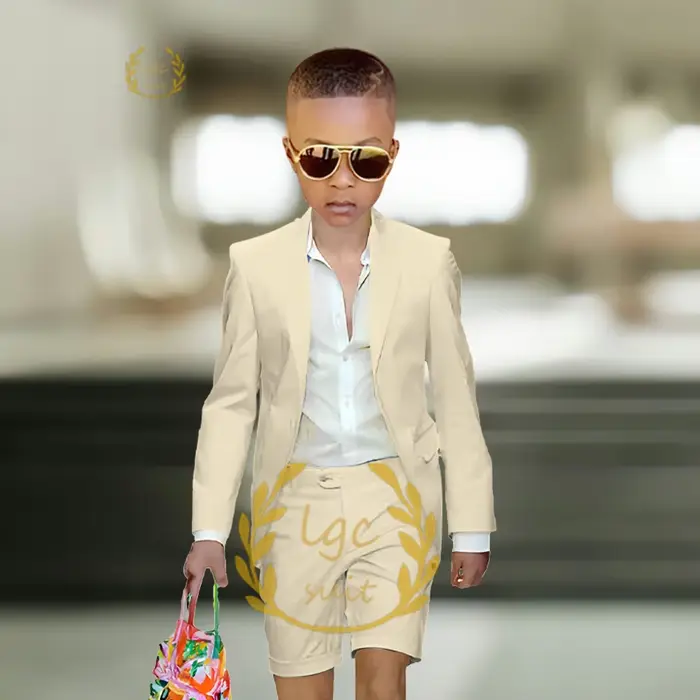 Costume 2 pièces pour garçons, Blazer à revers et short, tenue pour fête de mariage, Cocktail, anniv
