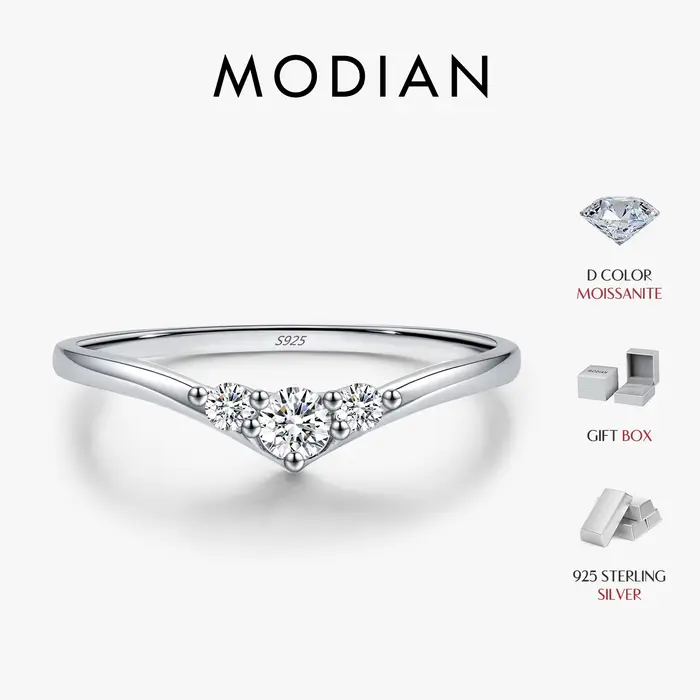 MODIAN Simple éternité Moissanite bague 925 en argent Sterling scintillant Simple mince bague de mar