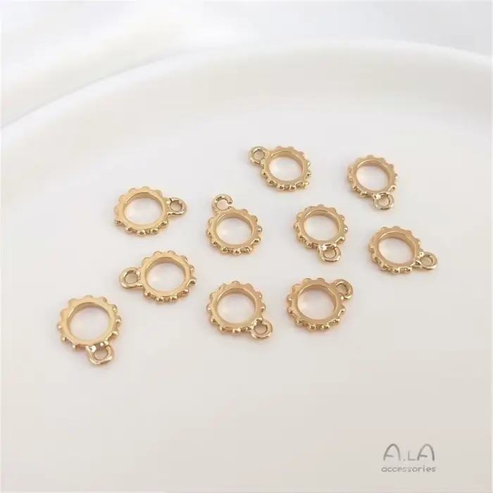 Anneau fermé en dentelle de conservation de couleur or 14K, avec anneau ouvert, pendentif, boucle su