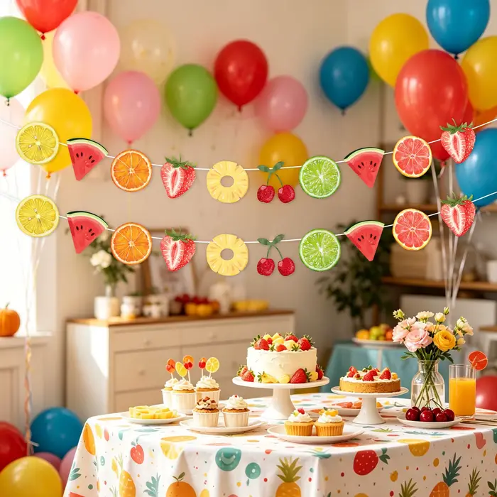 Décorations de fête sur le thème des fruits tropicaux d'été hawaïens, bannière, guirlande fruitée pour anniversaire d'enfants, décoration de baby shower