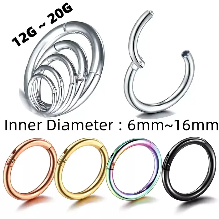 16g 18g septum ring,acier inoxydable nose ring,septum clicker piercing Jewelry,piercing tragus daith Hoop boucle d’oreille