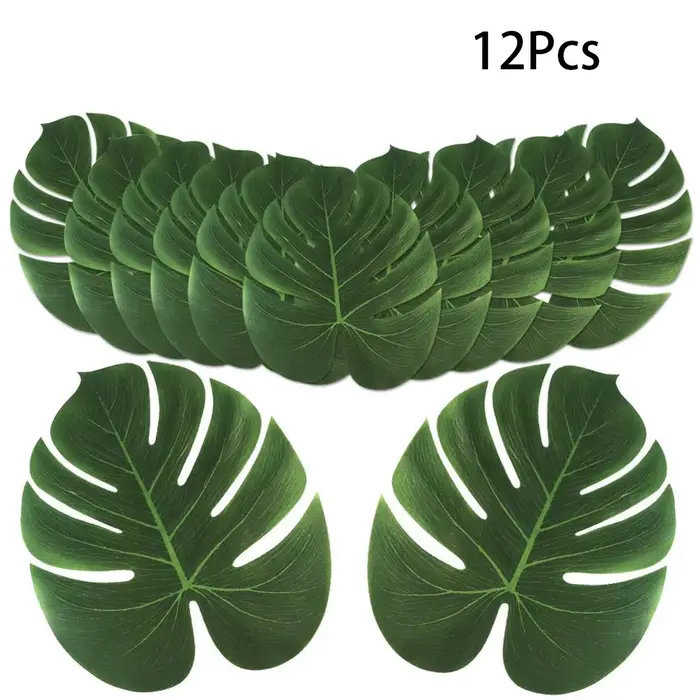 Feuilles de palmier tropicales, 12 pièces, décoration de mariage, feuille de plante de Jungle verte, Luau hawaïen, décoration de fête à domicile