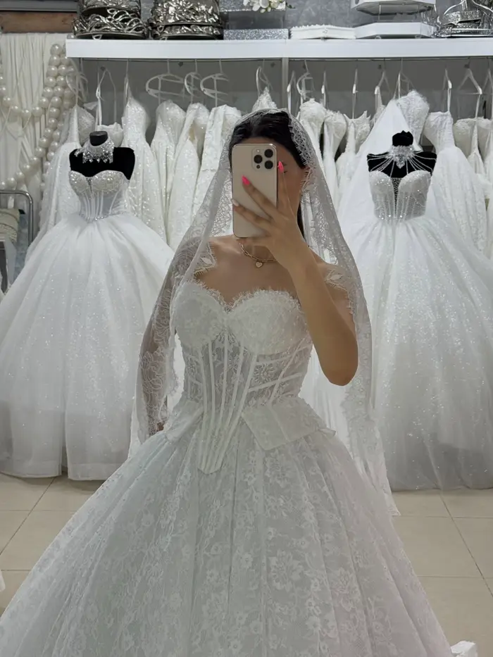 Robe de mariée de luxe en dentelle avec corset, robe de bal à col cœur, robe de mariée sur mesure, Vestido De Novia