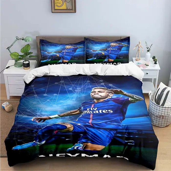 Mode n° 10 ensembles de literie imprimés Football Star n-neymar, ensemble de fournitures de lit, housse de couette, ensemble de literie, cadeau de luxe