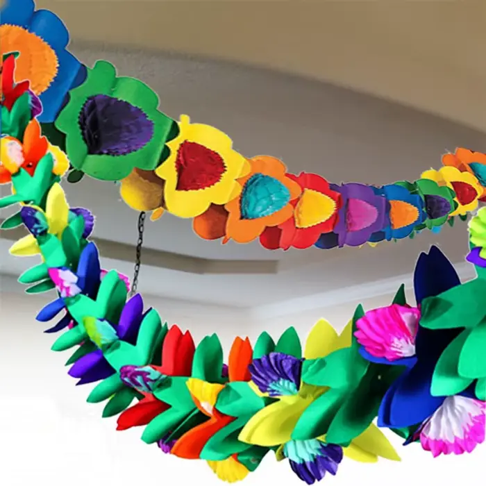 Guirlande de papier tropicale de décoration de fête hawaïenne de 3 mètres, décoration de maison, guirlande de fleurs 3D, fournitures de fête créatives universelles