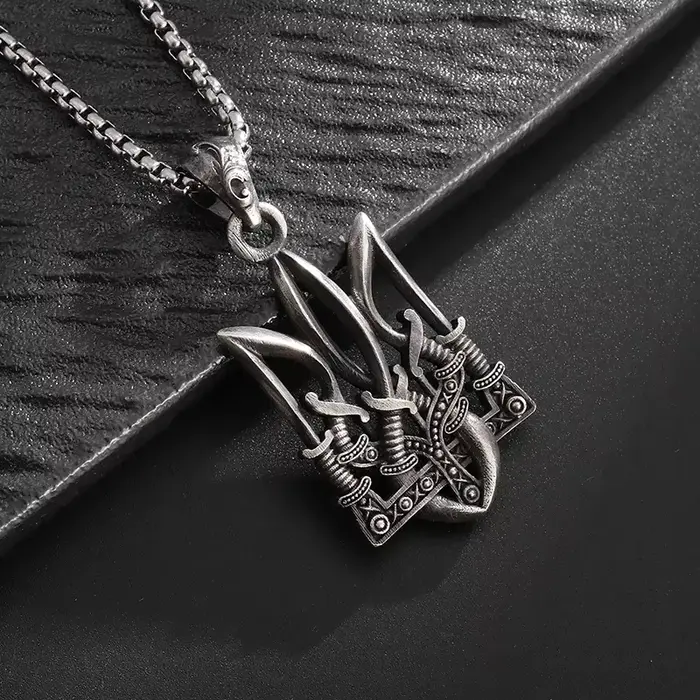 Collier Trident rétro Neptune Poseidon Accessoire de Bijoux Tendance pour Hommes Occasions Spéciales Multicolore Elégant