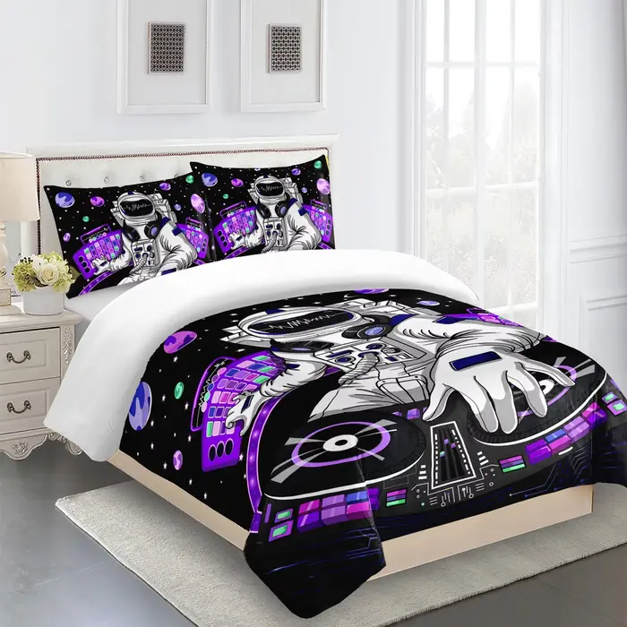 Parure de lit à motif imprimé d'astronaute, housse de couette pour enfants et adultes, décoration de chambre, taie d'oreiller individuelle, housse de couette ou ensemble
